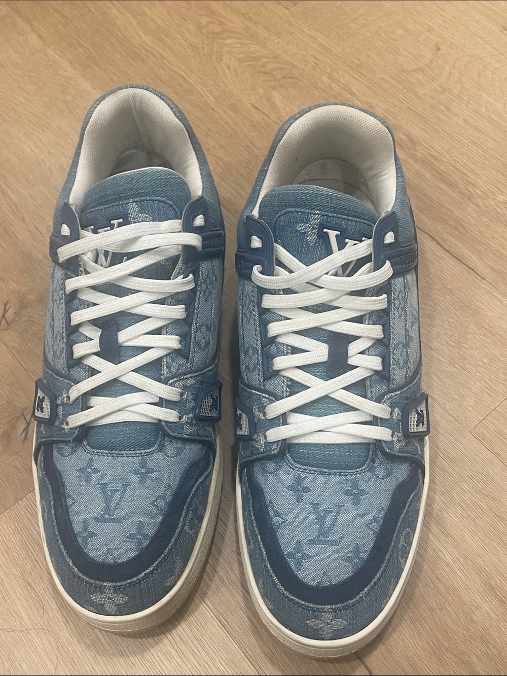 Louis Vuitton Light Blue Denim Monogram Sneakers - Men's